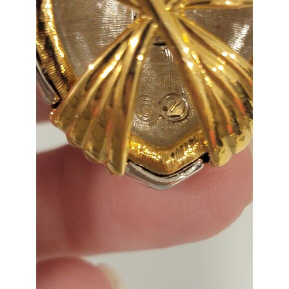 Signed Swarovski Swan Criss Cross Gold Tone Heart Necklace Pendant - Picture 5 of 6